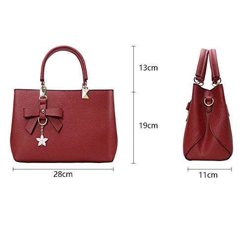 URAQT Bolsos de Mujer, Bolso Señora Tote Baratos, PU Piel Bolso de Hombro Mujers del Trabajo, Diario Vida y Vacaciones, Rojo