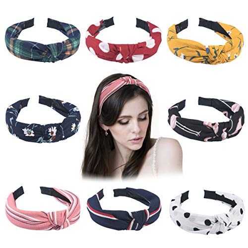 URAQT Diadema Mujer, 8pcs Adornos Pelo Mujer, Pañuelos Para el Pelo, Turbantes Para Mujer, Accesorios Pelo Nina Turbantes para Maquillaje y Yoga Hair Band