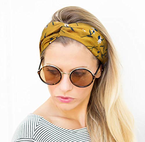 URAQT Diademas Mujer, Boho Diademas para Mujeres Flor Vintage Impreso Criss Cross Anudado Elástico Banda para el Cabello Stretchy Head Wrap Twisted Accesorios para el Cabello Lindo Paquete de 12pcs