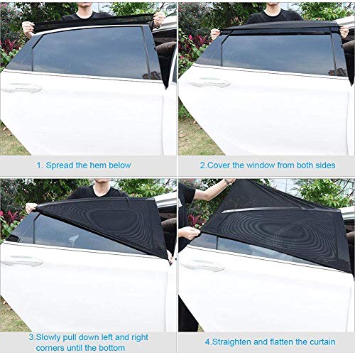 URAQT Parasol de Coche Bebé, Cortinas para Coche, Mosquitera para Coche, Doble Tejido para Máxima Protección contra Rayos UVA, Fácil instalación, Pack de 2 VA, Fácil instalación, Pack de 2