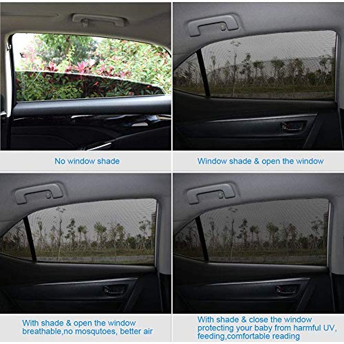 URAQT Parasol de Coche Bebé, Cortinas para Coche, Mosquitera para Coche, Doble Tejido para Máxima Protección contra Rayos UVA, Fácil instalación, Pack de 2 VA, Fácil instalación, Pack de 2