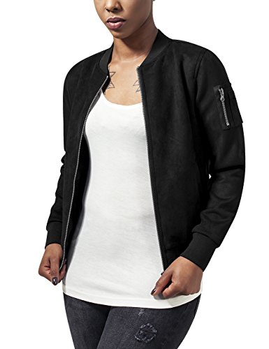 Urban Classics Ladies Imitation Suede Bomber Jacket Chaqueta, Negro (Black 7), XS para Mujer