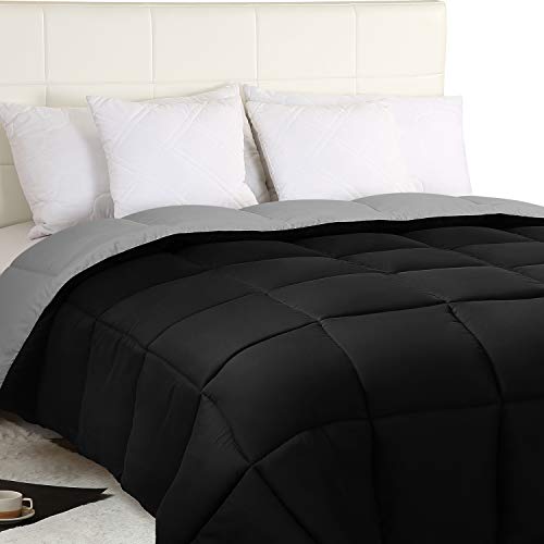 Utopia Bedding Edredón Nórdico - Edredón 300 gr/m²- (230 x 260cm) - Edredón Reversible Cama 180 (Bicolor) - Gris y Negro