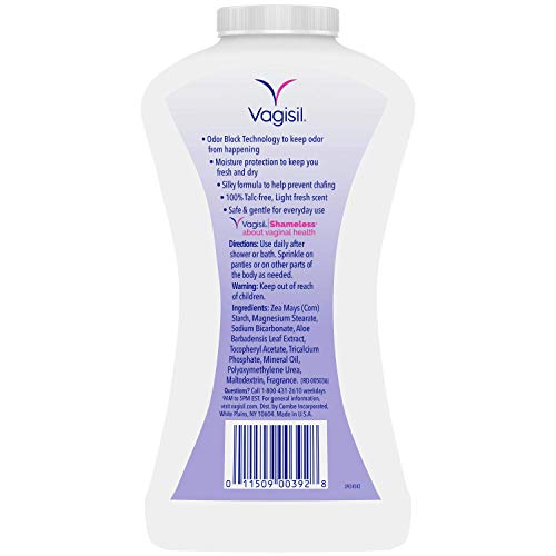 Vagisil Odor Block en polvo desodorante, sin talco, 8 onzas