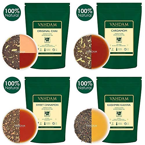 VAHDAM, Muestra de Té Chai - 10 TEAS, 50 Porciones | ESPECIAS 100% NATURALES | Tés Masala Chai originales de la India | Brew Hot, Iced o Chai Latte | Chai té de hojas sueltas, 100 g