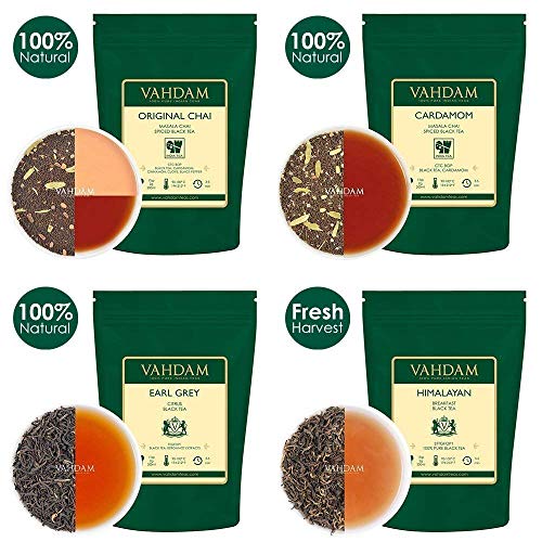 VAHDAM, Té Variado de Hojas Sueltas - 10 TÉ, 50 PORCIONES - Té negro, té verde, té Oolong, té Chai, té blanco | Caliente, Helado, Té Kombucha | Muestra de té de hojas sueltas regalo