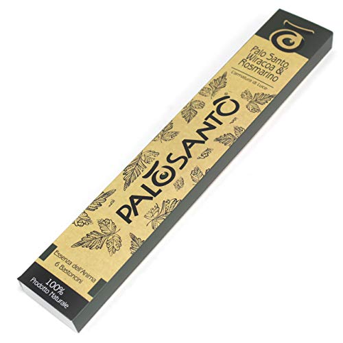 Varillas de incienso natural Palo santo con Romero y Wiracoa – Varillas de incienso perfumadas – Incienso Sciamanico para ceremonias y ceremonias sagradas – Activa la energía positiva – 6 Stick