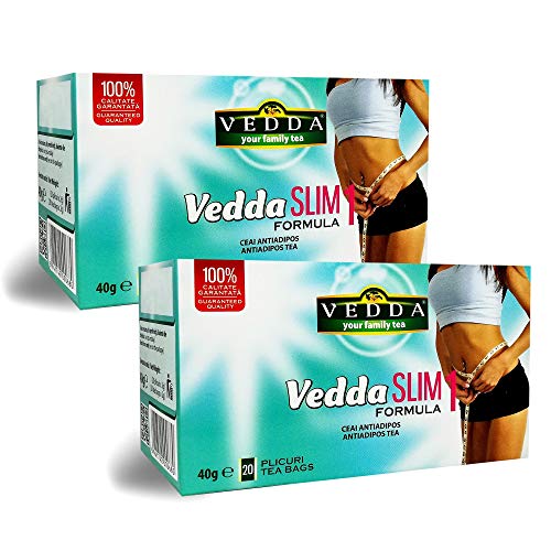 Vedda Té para Adelgazar (40 Tazas de Té), Slim Tea Original Formula 1, Fat Burner para Bajar de Peso, Té de Pérdida de Peso y Desintoxicación, Té para Quemagrasa, (Paquete de 2, Total de 40 Bolsitas)