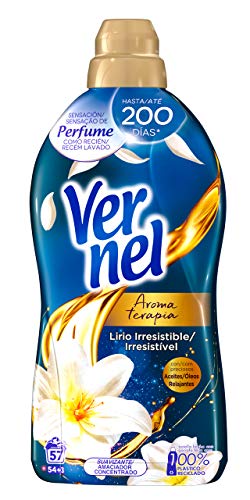 Vernel Suavizante Lavadora Aromaterapia Aceite de Jazmín y Lirio 57 Dosis - Pack de 8: Total 456 Lavados (10.4 L)