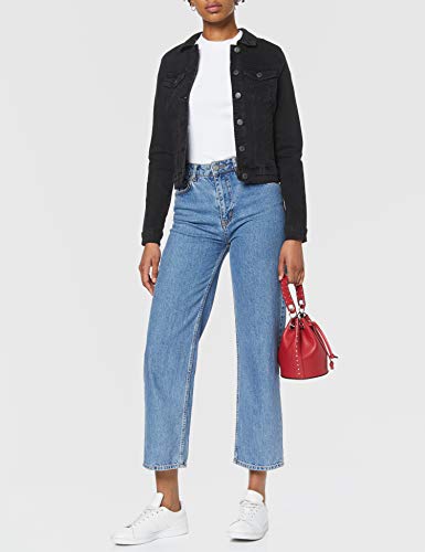 Vero Moda Vmhot SOYA LS Denim Jacket Mix Noos Chaqueta, Negro (Black Black), 38 (Talla del Fabricante: Small) para Mujer