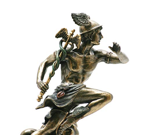 Veronese Hermes Mercury - Escultura de dios romanos griego, acabado en bronce, 21 cm