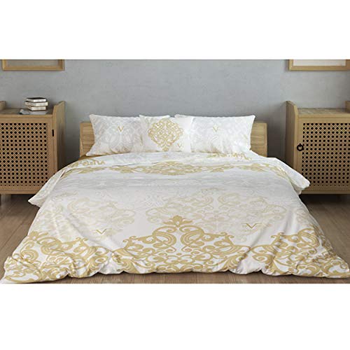 Versace 19V69 Funda Nórdico Y Almohada para Cama, Algodón-Poliéster, Dorado, Camas 1,35