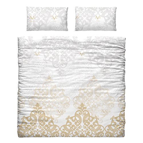 Versace 19V69 Funda Nórdico Y Almohada para Cama, Algodón-Poliéster, Dorado, Camas 1,35