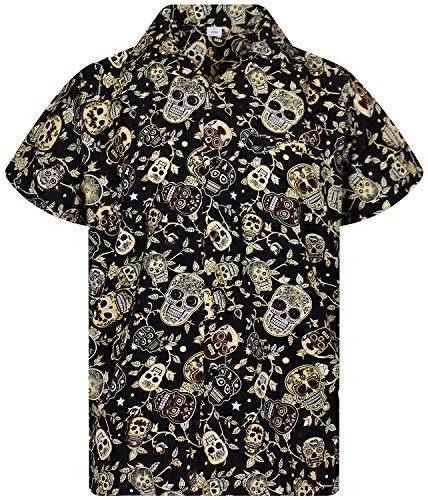 V.H.O. Funky Camisa Hawaiana, Skull, Sepia, L