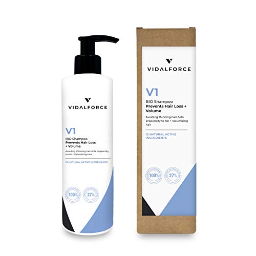 VidalForce, Champu V1 BIO Anti-caida Natural Certificado | Primeros Sintomas | + Volumen Instantaneo