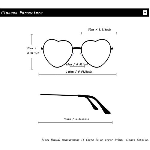 Vientiane Gafas de Sol en Forma de Corazón, Gafas Con Forma de Corazón Para Los Accesorios De Disfraces Hippie