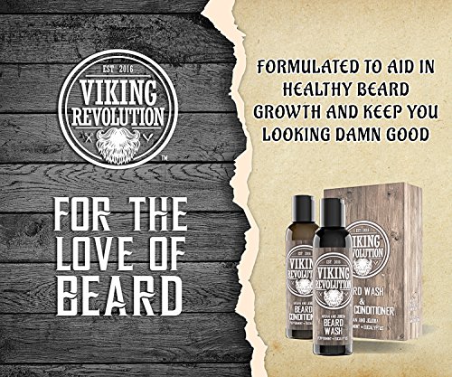 Viking Revolution set de Champú y Acondicionador con Aceites de Argán y Jojoba-, Suaviza y fortalece el crecimiento de la barba – 100% Natural - Champú para barba con Aceite de Menta y Eucalipto 5 oz