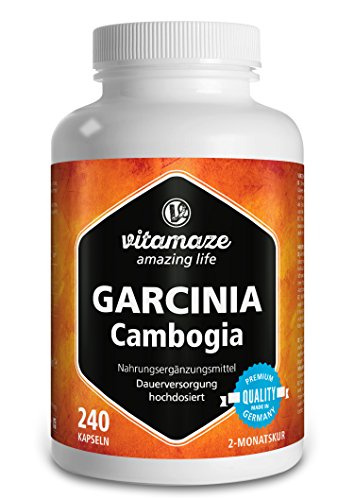 Vitamaze® Extracto de Garcinia Cambogia Combinado con Colina, como Inhibidor del Apetito, y Cápsulas Quemadoras de Grasa, 240 Cápsulas para 2 Meses, Suplementos Pura sin Aditivos Innecesarios