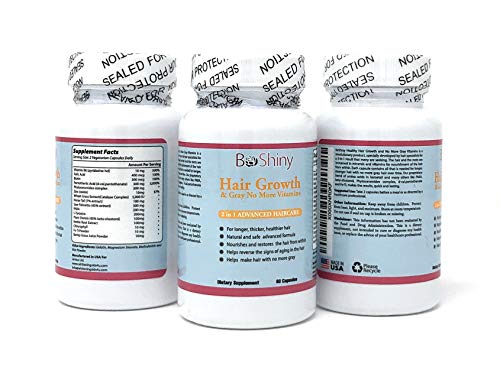 Vitaminas para el crecimiento del cabello con biotina. Producto exclusivo No More Grey Hair para mujeres para cabello más largo, más fuerte, sedoso y suave. Crecimiento del cabello hecho en EE.