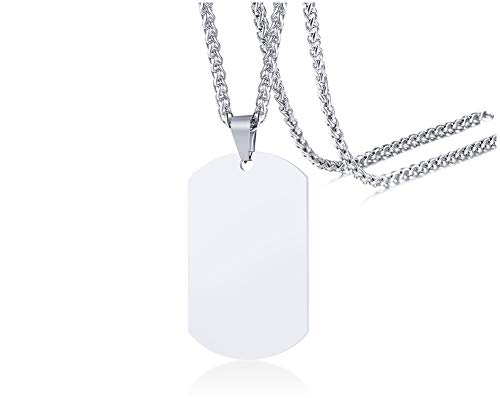 VNOX Nombre de Acero Inoxidable Personalizado Engrabado Etiqueta de Perro Collar Colgante de Plata Personalizada para Las Mujeres,Cadena Libre