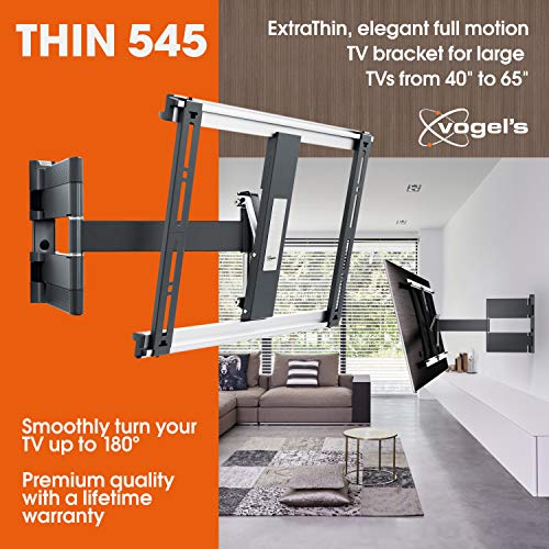 Vogel's Thin 545 Negro, Soporte de Pared para TV 40-65 Pulgadas, Inclinable y Giratorio 180º, Máx 25 kg y con Sistema Vesa Máx. 600 x 400