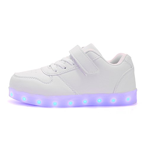 Voovix Kids Low-Top Led Light Up Shoes con Control Remoto Zapatos con Luces para niños y niñas(Blanco,EU29/CN29)