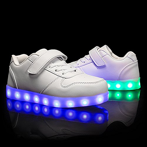 Voovix Kids Low-Top Led Light Up Shoes con Control Remoto Zapatos con Luces para niños y niñas(Blanco,EU29/CN29)