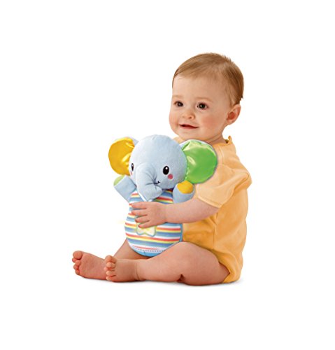 VTech-80-508622 Trompito, Elefante de Peluche para bebé, Musical, luz de Noche, con más de 45 Voces, Canciones y melodías, Color Azul, (3480-508322)