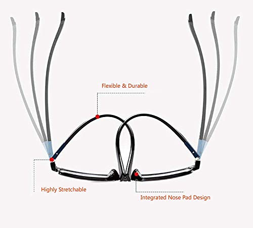 VVDQELLA Gafas Presbicia Hombre/Mujere Montura en TR90 Lentes Premium y Rectangular Anti Luz Azul Contra UV Gafas Lectura 0.0 para PC, Smartphone, TV, Ligeras y Durable