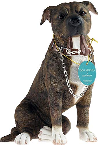 Walkies 19 cm Staff - Brown Staffordshire Bull Terrier Dog Ornament Figurine by L&P