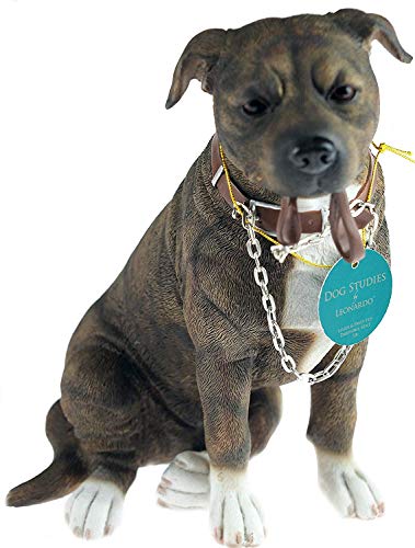 Walkies 19 cm Staff - Brown Staffordshire Bull Terrier Dog Ornament Figurine by L&P