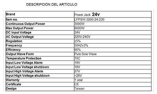 wccsolar Inversor 3000W 24v to AC 230V Pure Power Inverter LF De Convertidor Onda Pura