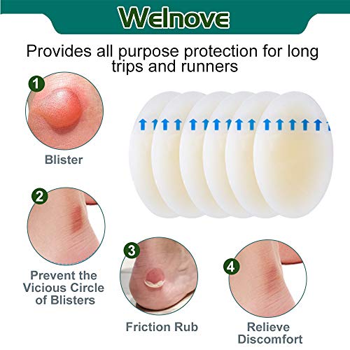 Welnove Apósitos Impermeables Ampollas, Gel Cuidado de Pies-15 uds Tamaño Grande Apósitos Hidrocoloides Callos