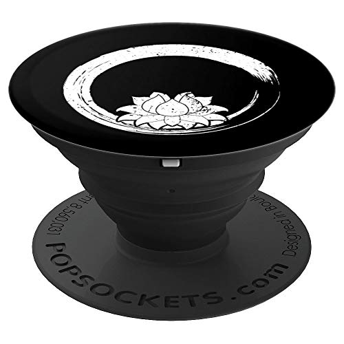 White Lotus Flower - Flor de Loto Blanco Círculo Zen PopSockets Agarre y Soporte para Teléfonos y Tabletas