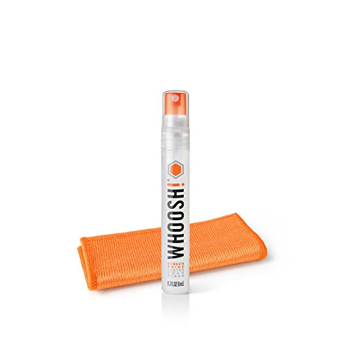 Whoosh! Spray de bolsillo pulverizador limpiador de pantalla 100% natural, sin amoniaco ni alcohol – 8 ml y paños de microfibra anti microbios