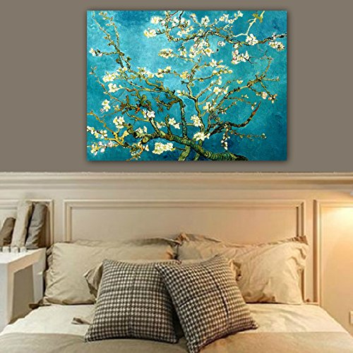 Wieco Art Giclée Impresión de Lienzo de Van Gogh pinturas al óleo de almendro en flor moderna lienzo para decoración de la pared y decoración para el hogar, 48x36inch