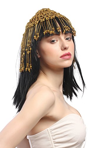 WIG ME UP- 60264-P103 Peluca señora Carnaval Cleopatra cortesana Harem 20s Glamour 1001 Noches Negro