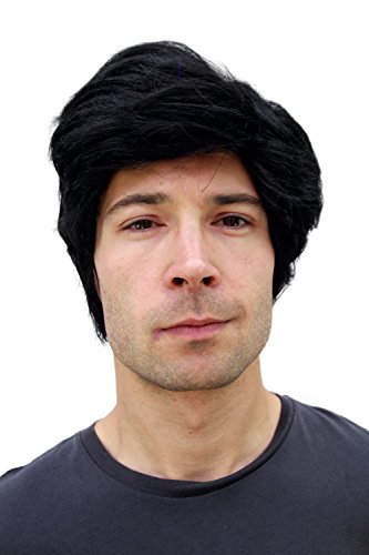 WIG ME UP- Peluca Negra para Hombre, de Pelo Corto y Raya a un Lado PW0174-P103