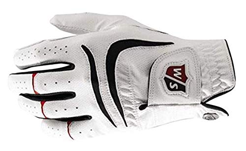 Wilson Staff Guante de Golf Grip Plus, Construcción multitejido, Mano Izquierda, MLH, Hombre, Blanco, Talla: XL