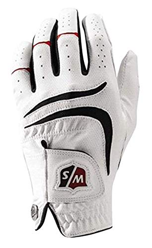 Wilson Staff Guante de Golf Grip Plus, Construcción multitejido, Mano Izquierda, MLH, Hombre, Blanco, Talla: XL