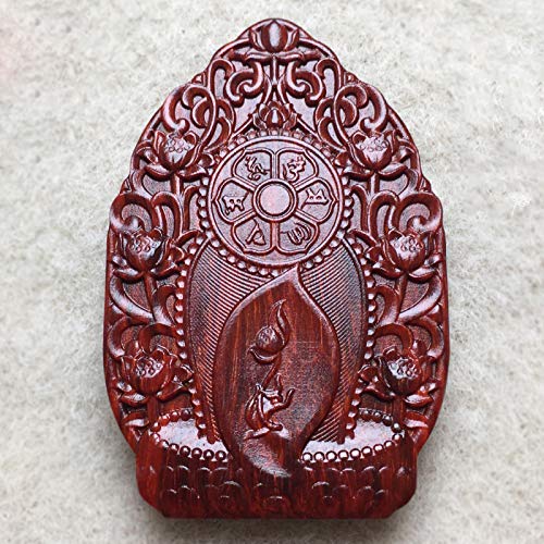 WLOWS Colgante Guanyin De Hoja Pequeña De Sándalo Rojo para Hombres Y Mujeres Samantabhadra Void Hidden Natal Buda Madera Gran Día Tathagata Buda Colgante,G