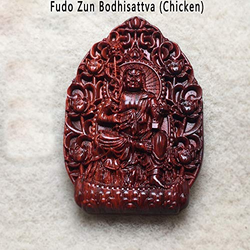 WLOWS Colgante Guanyin De Hoja Pequeña De Sándalo Rojo para Hombres Y Mujeres Samantabhadra Void Hidden Natal Buda Madera Gran Día Tathagata Buda Colgante,G