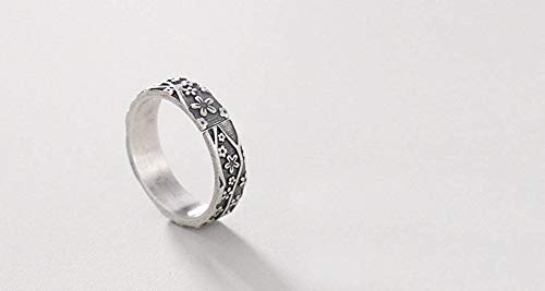 WOZUIMEI Anillo de Estilo Chino Joyería S925 Plata Pura Retro Apenado Flor de Ciruelo Apertura Personalidad Femenina Simple Partido Todo Anillo de PlataApertura ajustable