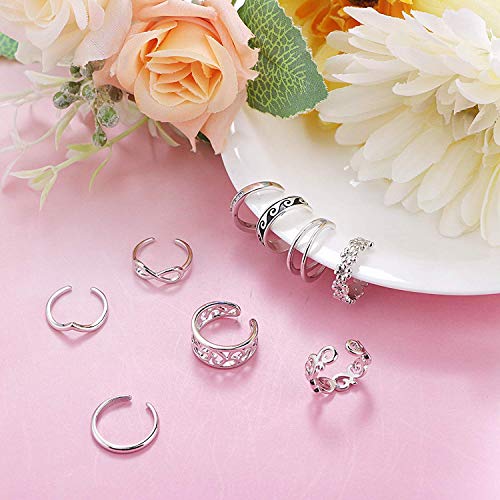 YADOCA 9 Pcs Anillo del Dedo del Pie Ajustable para Mujer Niñas Midi Anillos Vintage Punk étnico Bohemia Anillo