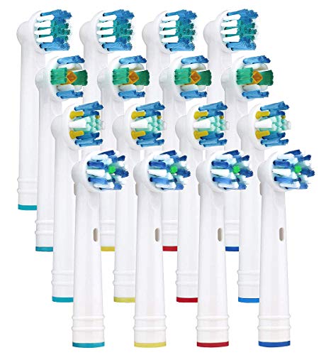 Yanaboo 16 cabezales de repuesto para cepillos de dientes eléctricos Braun Oral B, incluye Precision Clean, Floss Action, Cross Action, 3D white