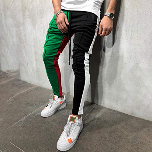 YanHoo Pantalones de Hombre Moda Masculina Personalidad Casual Color sólido Pantalones Deportivos Cinturones de Amarre Pantalones de chándal Sueltos Ocasionales Pantalón con cordón