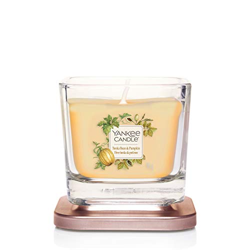 YANKEE CANDLE - Colección Elevation, Vela aromática pequeña Cuadrada de 1 Mecha con Tapa de Plataforma, Haba Tonka y Calabaza