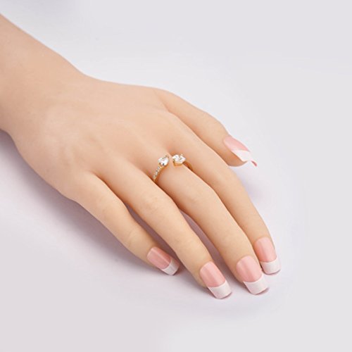 YAZILIND Chapado en Oro Exquisito Corte de Zirconia cubicos chispeantes Ajustable Anillo de Extremo Abierto para Las Mujeres