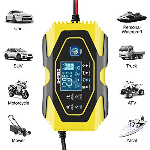 YDBAO Cargador de Baterías Coche Moto 6A 12V/24V con Múltiples Protecciones Automático Inteligente Mantenimiento Pantalla LCD para Batería de Litio Plomo-ácido LiFePO4