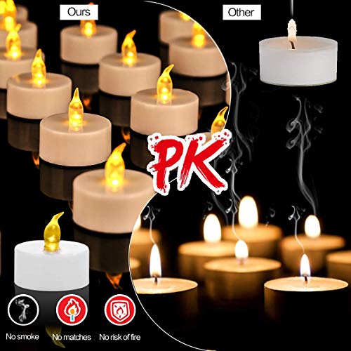 YIWER 36 unidades LED Velas CR2032 pilas velas sin llama,Velas de té,Velas LED,Velas parpadeantes sin Llama,Velas Artificiales realistas a Pilas con luz Amarilla cálida,36pcs